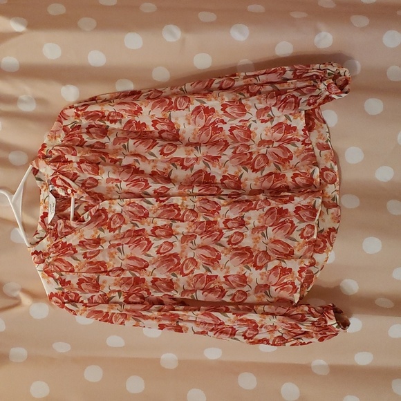 & Other Stories Tops - PARIS ATELIER & other stories Oversized Tulip🌷 Print Cotton Blouse Sz 2
